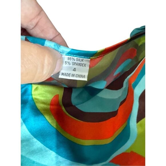 Vtg Hugo Buscati Womens Multicolor Spaghetti Strap Silk Blend Slip Dress Size 4 - Picture 13 of 15